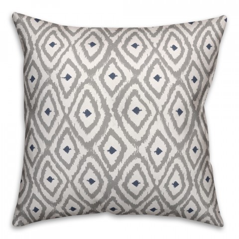 Gray Diamond Southwest Pattern 18x18 Spun Poly Pillow