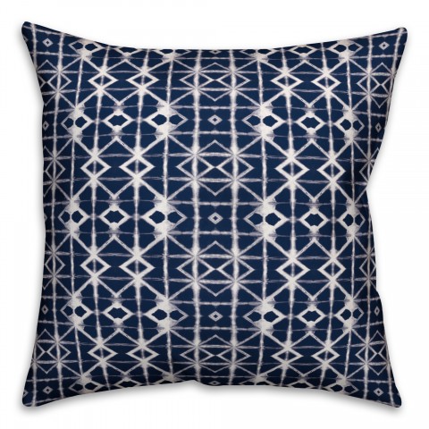Navy and White Shibori 18x18 Spun Poly Pillow