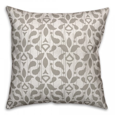 Taupe Floral Pattern 18x18 Spun Poly Pillow