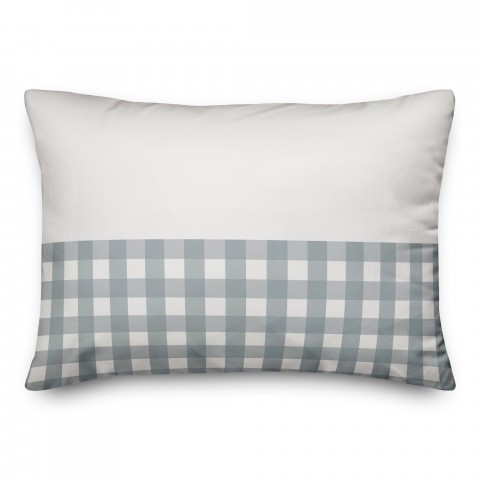Blue and Gray Gingham 14x20 Spun Poly Pillow