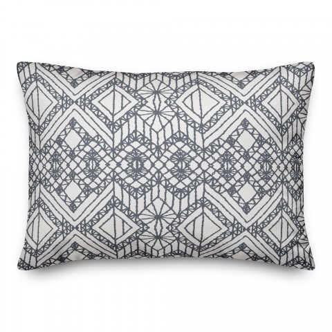 Macrome Pattern Blue 14x20 Spun Poly Pillow