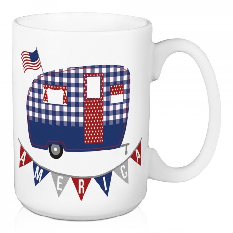 Patriotic Camper 15 oz Mug