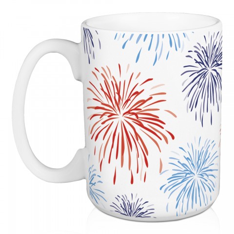 Red White and Blue Fireworks 15 oz Mug