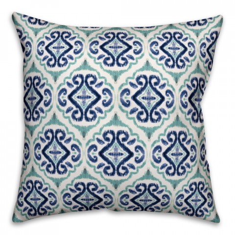 Blue Watercolor Medallion 18x18 Indoor / Outdoor Pillow