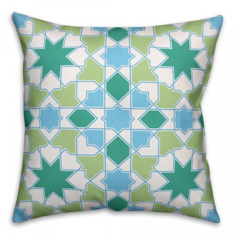 Blue & Green Havana Mosaic 18x18 Indoor / Outdoor Pillow