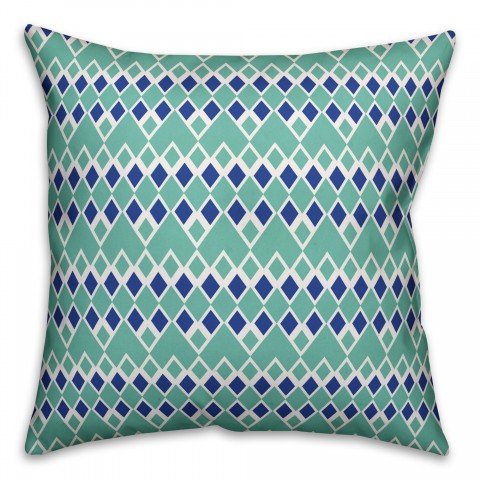 Tribal Blue Diamonds 18x18 Indoor / Outdoor Pillow