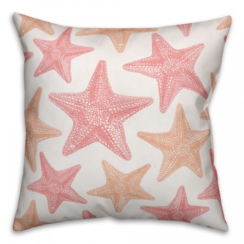 Coral Pink Starfish 18x18 Indoor / Outdoor Pillow