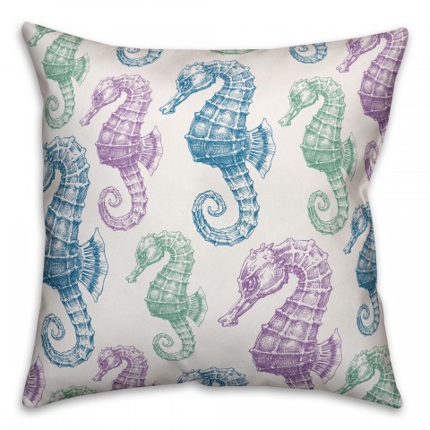 Pastel Seahorses 18x18 Indoor / Outdoor Pillow