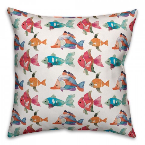 Watercolor School of Fish 18x18 Indoor / Outdoor Pillow