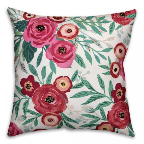 Painted Wildflowers 18x18 Indoor / Outdoor Pillow