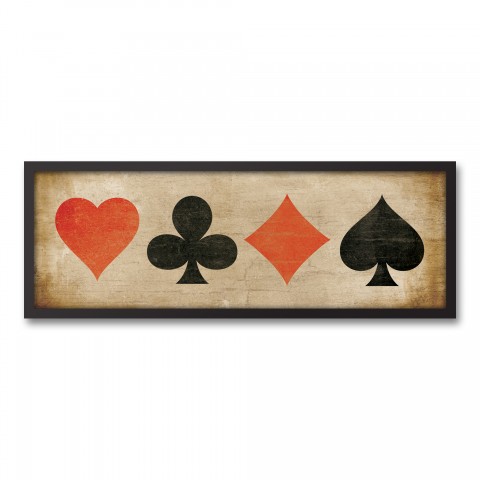 Card Suites 12x36 Black Framed Canvas