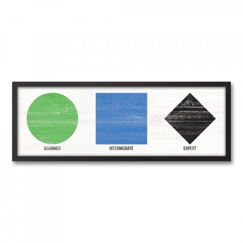 Ski Symbols on Wood 12x36 Black Framed Canvas
