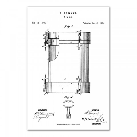 Vintage Drum Patent 16x24 Canvas Wall Art
