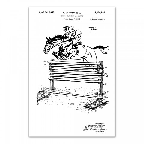 Vintage Horse Jumping Patent 20x30 Canvas Wall Art