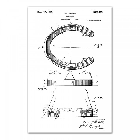 Vintage Horseshoe Patent Sketch Round 20x30 Canvas Wall Art