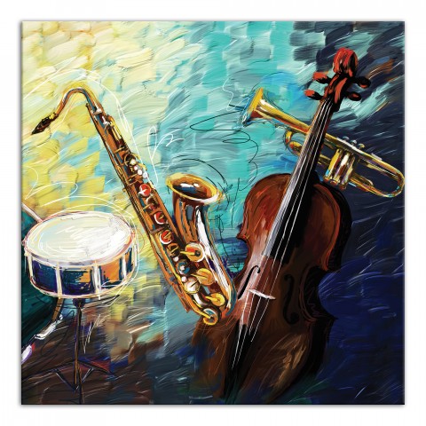 Painted Jazz Band 20x20 Canvas Wall Art