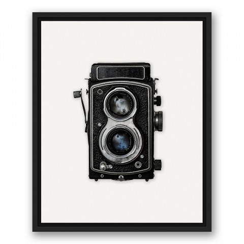 Vintage Square Box Camera 16x20 Black Floating Framed Canvas