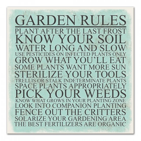 Garden Rules 20x20 Canvas Wall Art