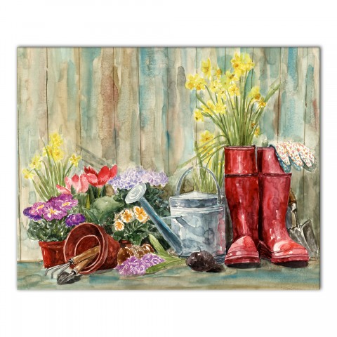 Watercolor Gardening Supplies 16x20 Canvas Wall Art