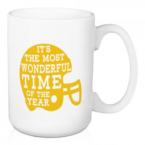 The Most Wonderful Time of The Year, Football Season - Yellow 15 oz Mug