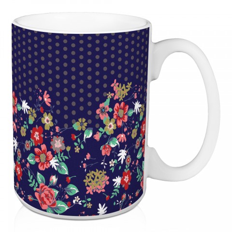 Navy Florals 15 oz Mug