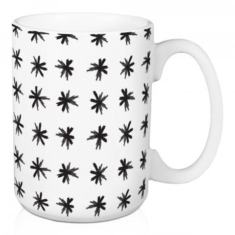 Black and White Asterick Pattern 15 oz Mug