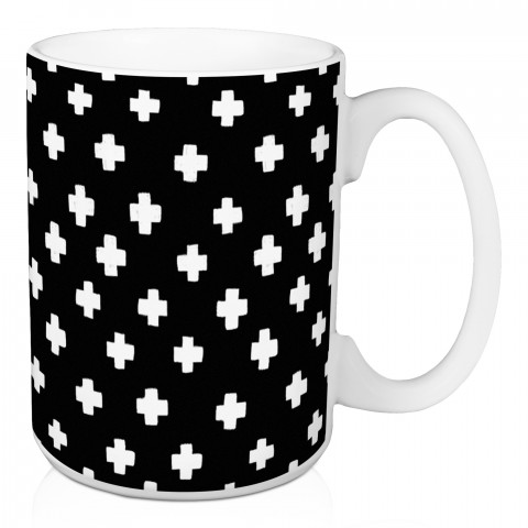 Black and White Swiss Crosses 15 oz Mug