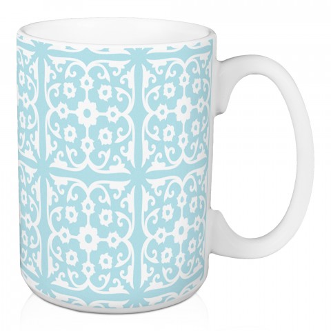 Powder Blue Medallions 15 oz Mug