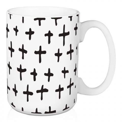 Black and White Plus Marks 15 oz Mug