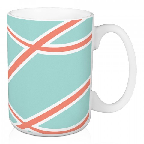 Blue and Coral Swirls 15 oz Mug