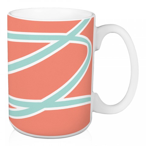 Coral and Blue Swirls 15 oz Mug