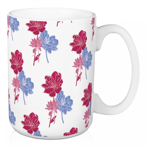 Pink and Purple Floral Pattern 15 oz Mug