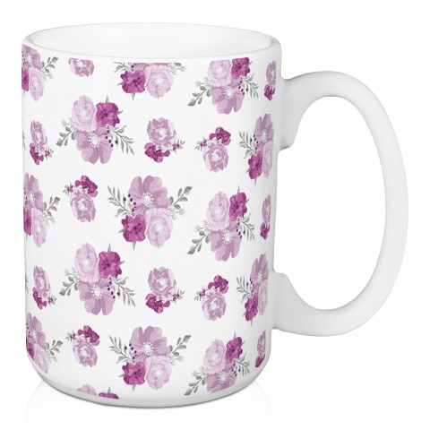 Purple Floral Pattern 15 oz Mug