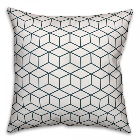 Cube Blue and White Pattern 18x18 Indoor / Outdoor Pillow