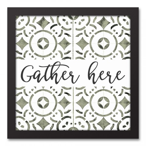 Gather Here 12x12 Black Framed Canvas