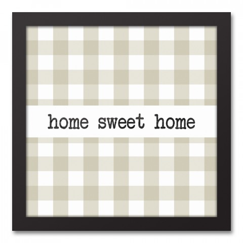 Home Sweet Home Buffalo Check 12x12 Black Framed Canvas