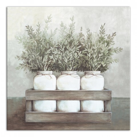 Mason Jar Greenery 24x24 Canvas Wall Art