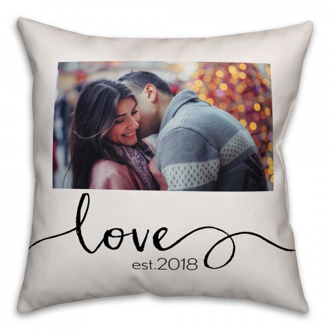 Script Photo Upload 18x18 Personalized Indoor / Outdoor Pillow