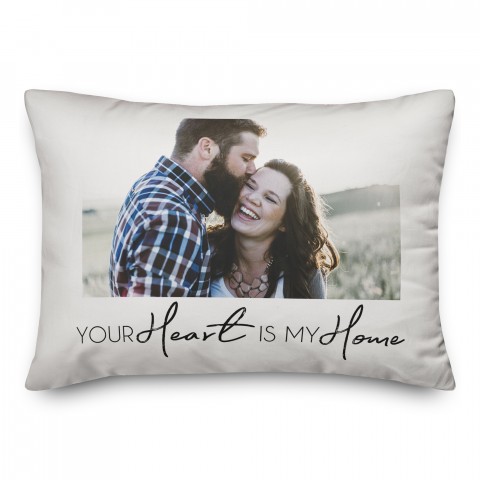 Your Heart is My Home Photo Upload 14x20 Personalized Indoor / Outdoor Pillow