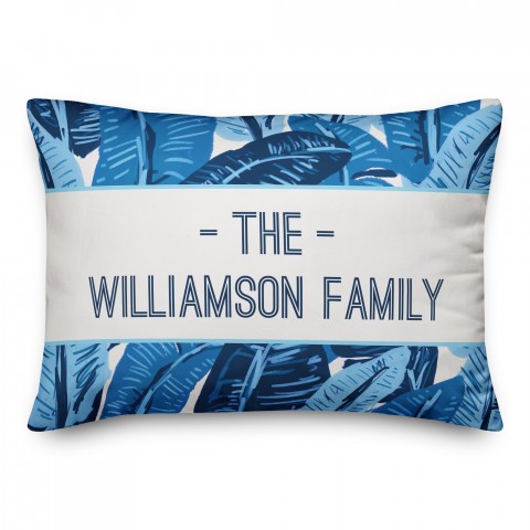 Blue Painted Palms 14x20 Personalized Indoor / Outdoor Pillow