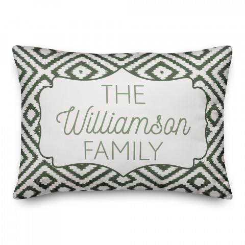 Olive and Green Ikat Family 14x20 Personalized Indoor / Outdoor Pillow