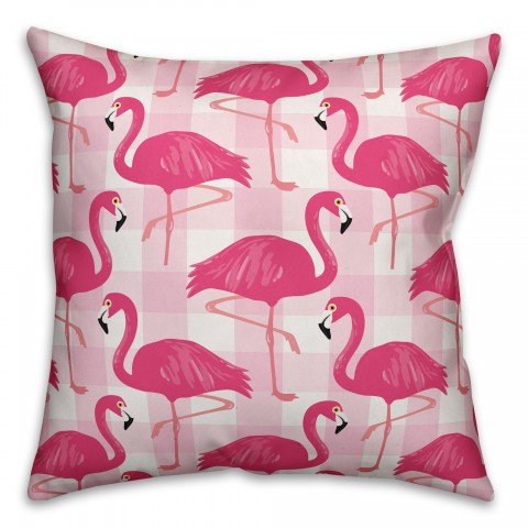 Buffalo Check Flamingos 18x18 Indoor / Outdoor Pillow