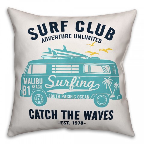 Blue Van Surf Club 18x18 Indoor / Outdoor Pillow