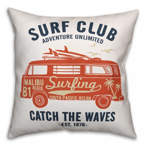 Orange Van Surf Club 18x18 Indoor / Outdoor Pillow