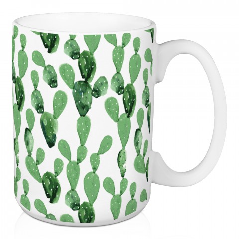 Watercolor Cactus Pattern 15 oz Mug