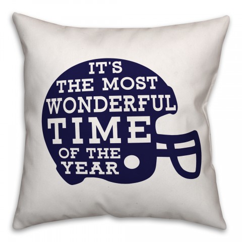 The Most Wonderful Time of The Year, Football Season - Navy 18x18 Indoor / Outdoor Pillow