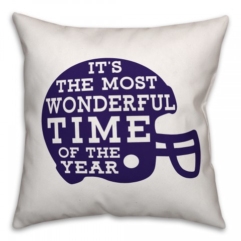 The Most Wonderful Time of The Year, Football Season - Purple 18x18 Indoor / Outdoor Pillow