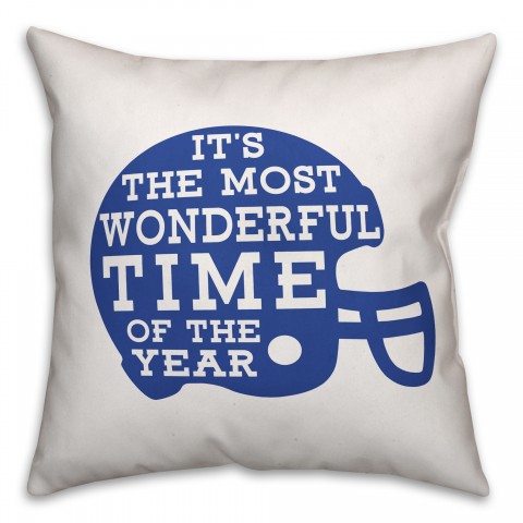 The Most Wonderful Time of The Year, Football Season - Blue 18x18 Indoor / Outdoor Pillow