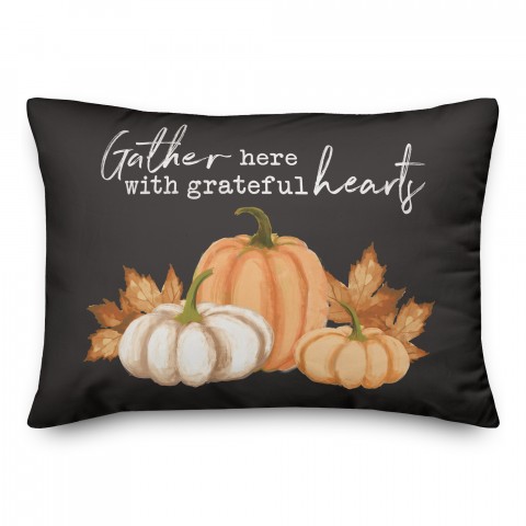 Gather Here with Grateful Hearts 14x20 Spun Poly Pillow
