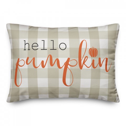 Hello Pumpkin Buffalo Check 14x20 Spun Poly Pillow